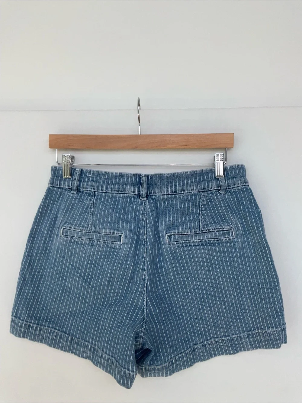 LOFT Blue Striped Denim Shorts